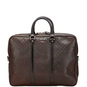 Gucci Diamante Business Bag Brown Leather